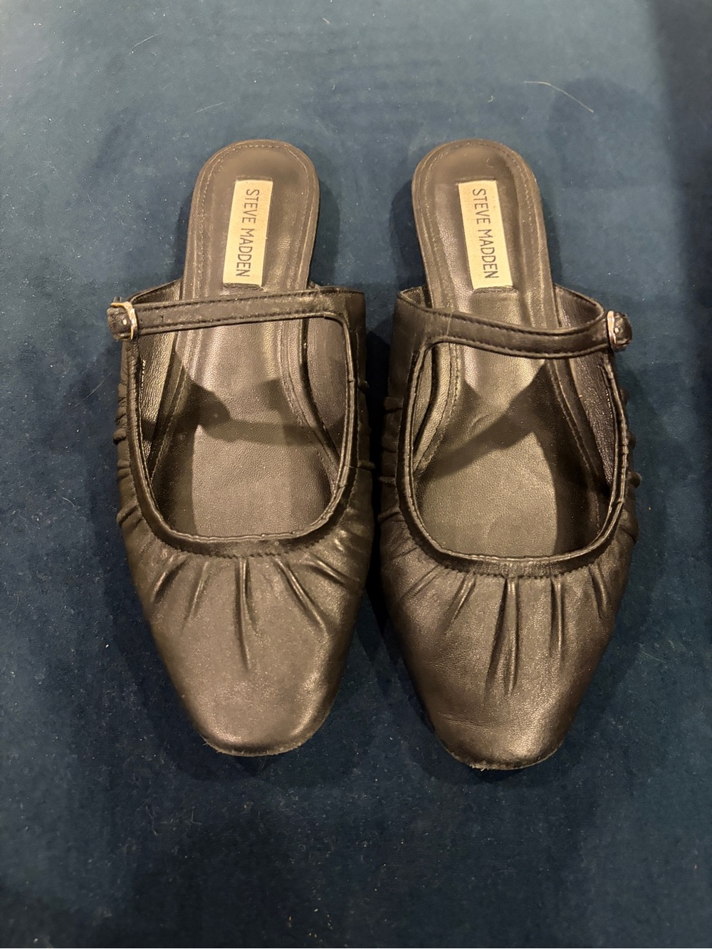 Steve Madden Black Ruched Mary Jane Flats